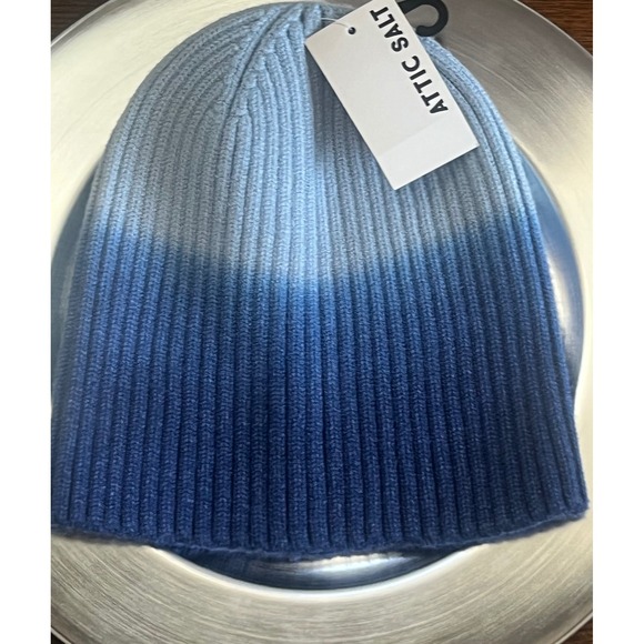 New -Attic Salt Blue Ombre Beanie Hat -Ribbed Knit Cap -Soft Warm Unisex Winter - Picture 8 of 9